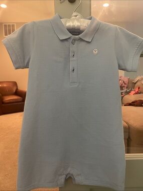 Edgehill Collection Light Blue Polo One-Piece Bodysuit